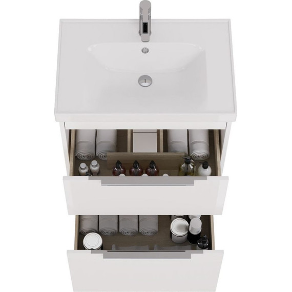 Тумба подвесная с раковиной Dreja Prime 70 см 99.9301, белый глянец - фото 9