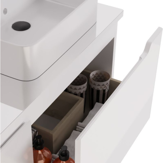 Тумба подвесная со столешницей Dreja W 125 см 99.9400, белый глянец - фото 11