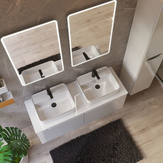 Тумба подвесная со столешницей Dreja W 125 см 99.9400, белый глянец - фото 13