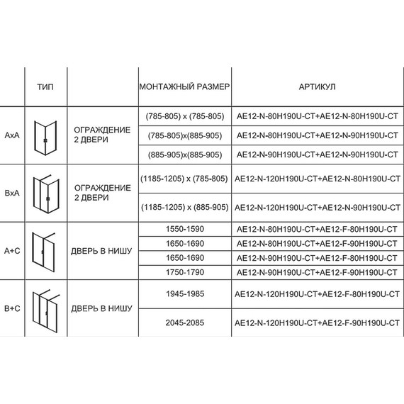 Душевая дверь Aquanet Cinetic AE12-N-80H190U-CT+AE12-F-80H190U-CT 160 см, хром/прозрачное - фото 3