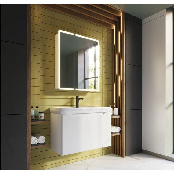 Зеркало-шкаф Dreja Point Led 70 см 99.9033, белый глянец - фото 8