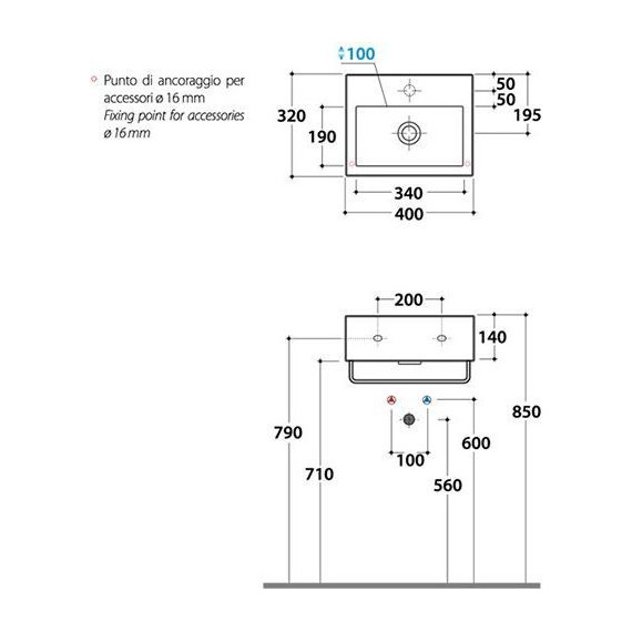 Раковина подвесная Globo Classic 40 см SCR40.BI*0 - фото 2
