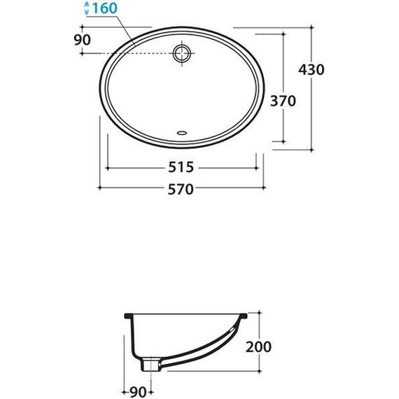 Раковина врезная под столешницу Globo Lavabi d'arredamento 57 см VA018.BI - фото 2
