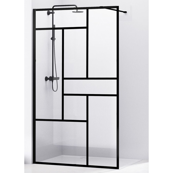 Душевая перегородка Abber Immer Offen 100 см AG63100B, черный/прозрачное - фото 