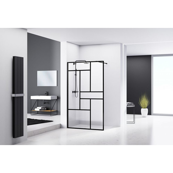 Душевая перегородка Abber Immer Offen 100 см AG63100B, черный/прозрачное - фото 3
