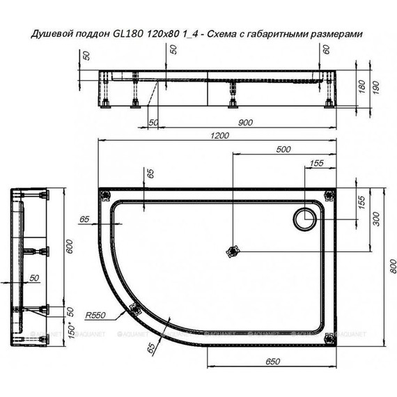 Поддон Aquanet GL180 120x80 см 265567 R - фото 6