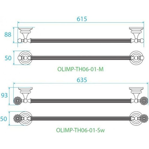 Держатель для полотенца Cezares Olimp 61 см OLIMP-TH06-01-M - фото 2