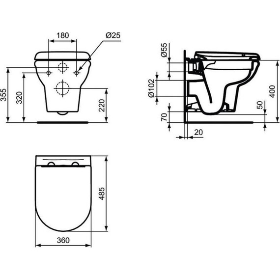 Инсталляция Ideal Standard ProSys Eco Frame M с подвесным безободковым унитазом Exacto X022601 - фото 5