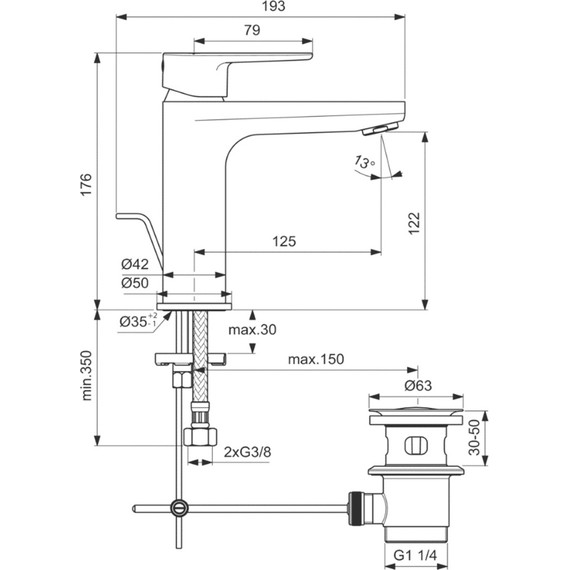 Смеситель для раковины Ideal Standard Silk Black Cerafine O BC699XG, черный матовый - фото 7