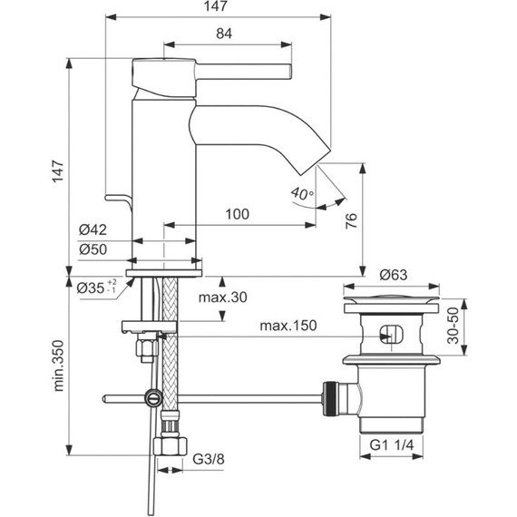 Смеситель для раковины Ideal Standard Silk Black Ceraline BC193XG, черный матовый - фото 6
