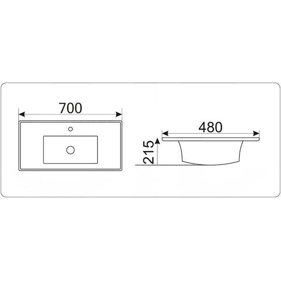 Раковина врезная на столешницу CeramaLux N 70 см NYJ840-70 - фото 3