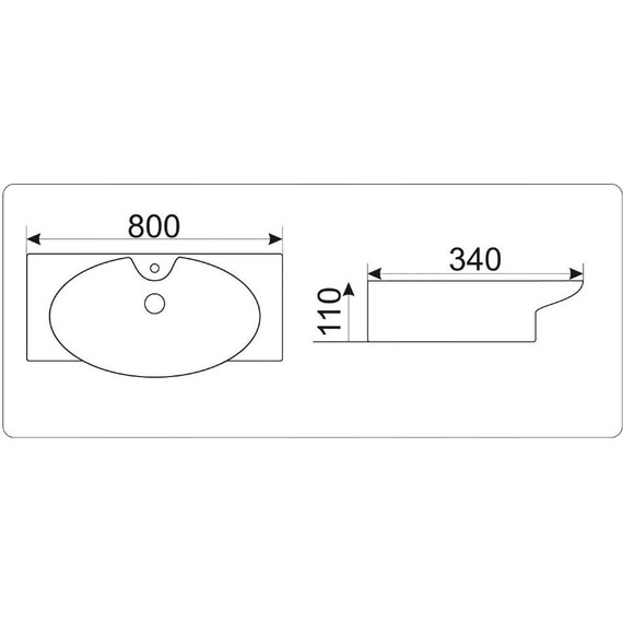 Раковина на столешницу или для установки на кронштейны CeramaLux N 80 см STR4282B - фото 2