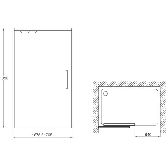 Душевая дверь Jacob Delafon Contra 170 см E22C170-BL (стекло 8 мм), черный/прозрачное - фото 2
