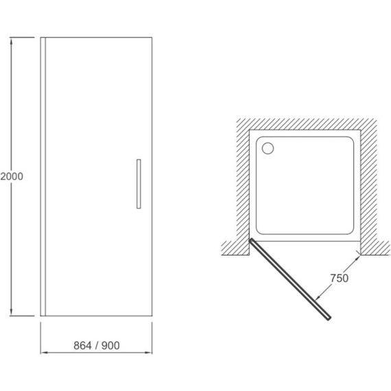 Душевая дверь Jacob Delafon Contra 90 см E22T90-BL, черный/прозрачное - фото 2