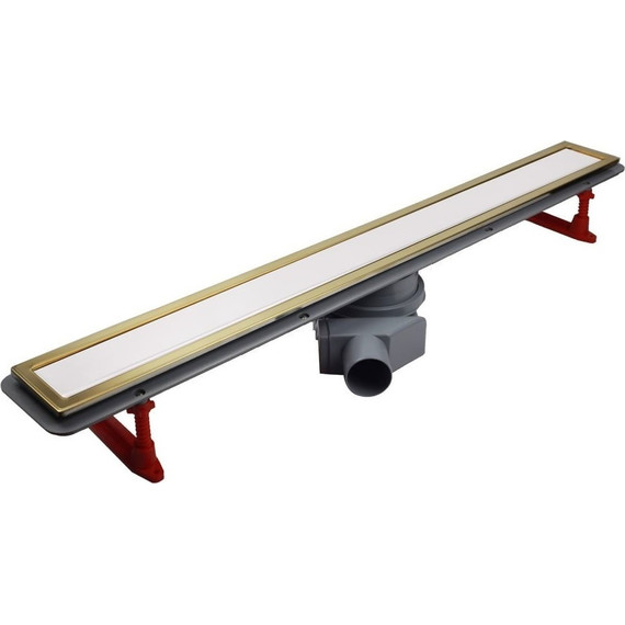 Трап Pestan (BETTOSERB) Confluo Premium White Glass Line Gold 55 см 13100121, нержавеющая сталь/стекло, золото/белый, Цвет производителя: белый, золото, Размер трапа: 550 - фото 