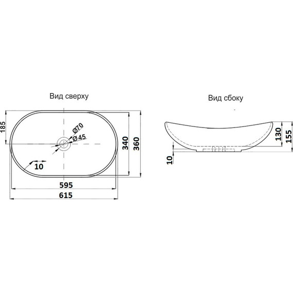 Раковина-чаша CeramaLux NC 61 см 7811AMH-5, светло-серый - фото 3