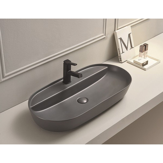 Раковина-чаша CeramaLux NC 80 см 78325MDH, серый матовый - фото 2