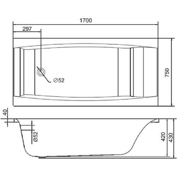 Ванна акриловая Cersanit Virgo 170x75 см, Размер - мм: 1700х750 - фото 12