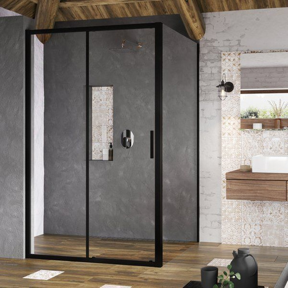 Душевое ограждение Ravak Blix Slim BLSDP2+BLSPS 110х90 см X0PMD0300Z1+X9BM70300Z1 чёрный/прозрачное - фото 