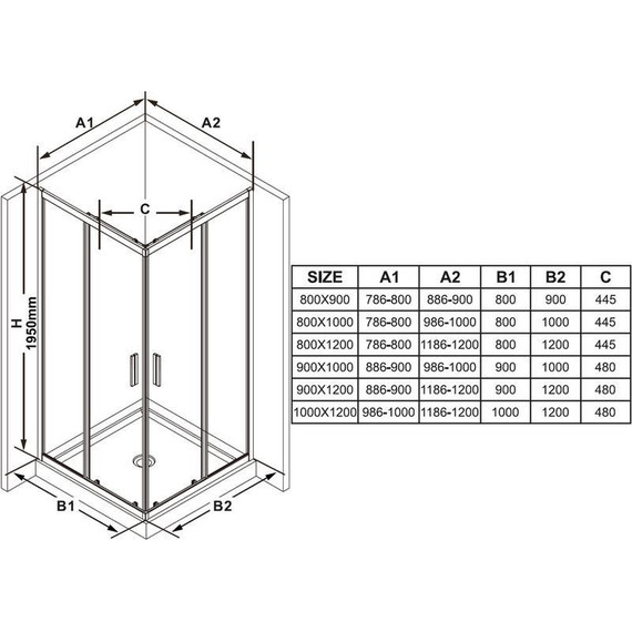 Душевое ограждение Ravak Blix Slim BLSRV2K 120х100 см X1XMG0C00Z1+X1XMA0C00Z1 алюминий/прозрачное - фото 5