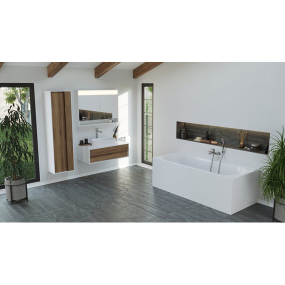 Пенал подвесной Ravak Step 43 см X000001420, белый/орех - фото 4