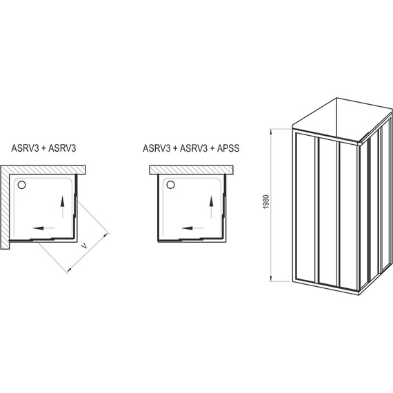 Душевое ограждение Ravak Supernova ASRV3+ASRV3 75x75 см 15V303R211 чёрный/pearl - фото 4