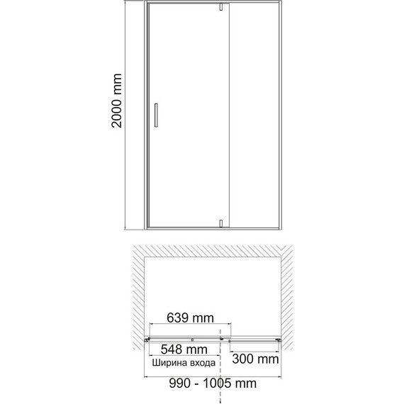 Душевая дверь WasserKraft Elbe 100 см 74P12, черный/прозрачное - фото 8