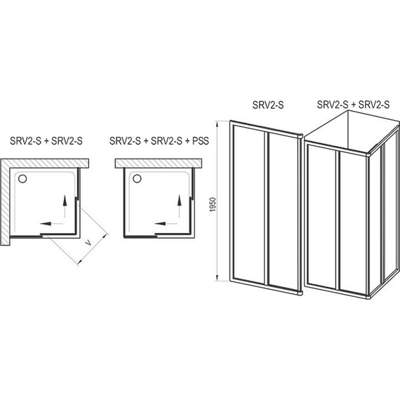 Душевое ограждение Ravak Supernova SRV2-S+SRV2-S-75x75 см 14V30UO2Z1 сатин/прозрачное - фото 6