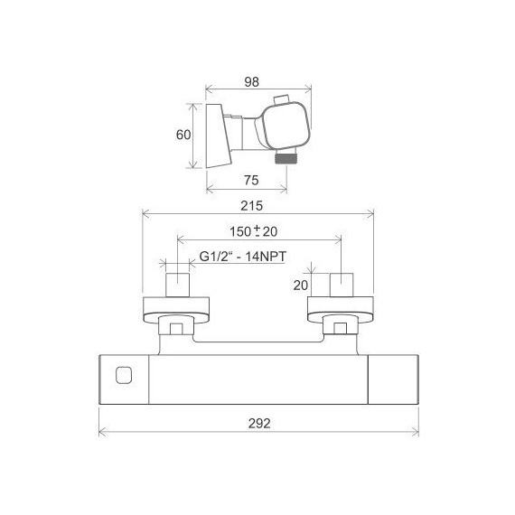 Смеситель для душа с термостатом Ravak 10° TD F 033.00/150 X070140 - фото 2
