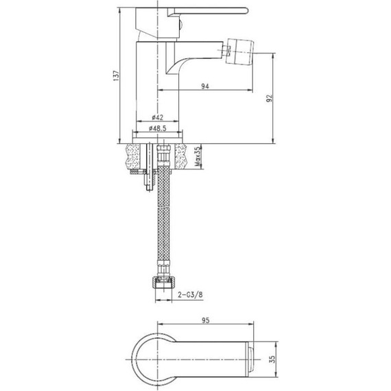 Смеситель для биде Cersanit Brasko Black А63110, черный, Цвет производителя: чёрный - фото 10