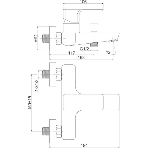 Смеситель для ванны Cersanit Geo А63040 - фото 12