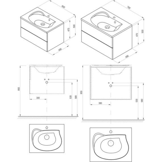Тумба подвесная с раковиной Ravak SD Rosa II 60 см X000000924, белый - фото 4