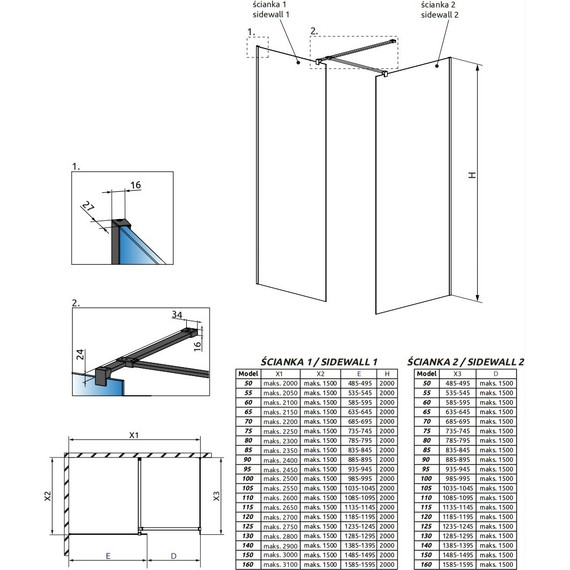 Душевое ограждение Radaway Modo X Black III Frame 130x80 см (стекло 10 мм), черный/прозрачное - фото 4
