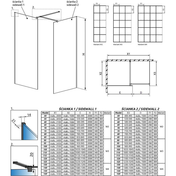 Душевое ограждение Radaway Modo New Black III Factory 110x85 см (стекло 8 мм), черный/прозрачное - фото 4