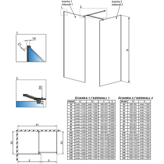 Душевое ограждение Radaway Modo New Black III Frame 100x95 см (стекло 8 мм), черный/прозрачное - фото 4
