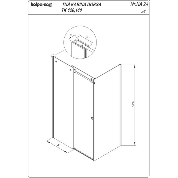 Душевое ограждение Kolpa-San Dorsa TK 120x80 см (стекло 8 мм), хром/прозрачное - фото 12
