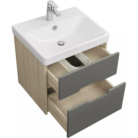 Тумба подвесная с раковиной Акватон Оливия 55 см 1A254201OLUG0, серый/дуб ойстер - фото 4