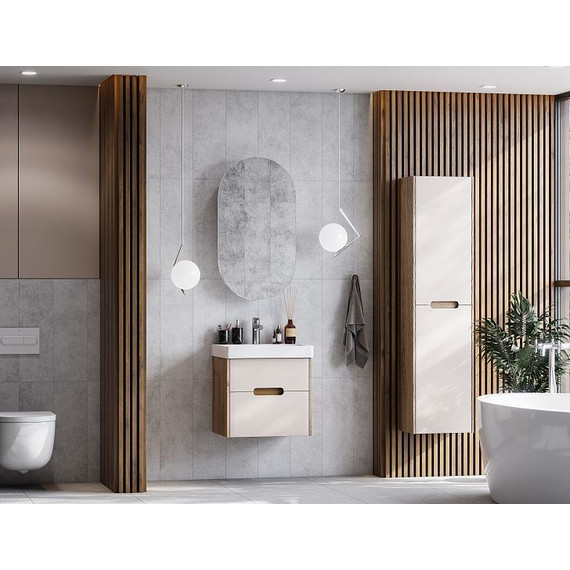 Пенал подвесной Акватон Оливия 40 см 1A254603OLVG0, бежевый/дуб веллингтон - фото 4