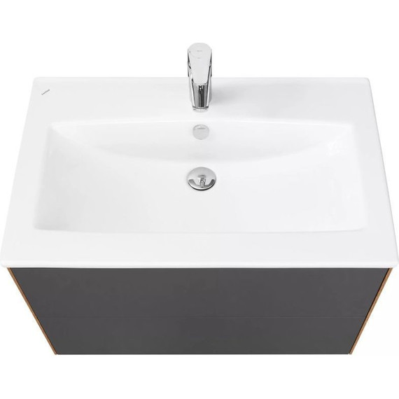 Тумба подвесная с раковиной Акватон Сохо 75 см 1A258101AJA00, графит/дуб веллингтон - фото 5