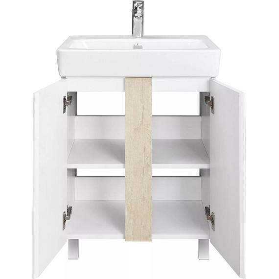 Тумба напольная с раковиной Акватон Кантри 60 см 1A257401AHB20, белый глянцевый/дуб верона - фото 3