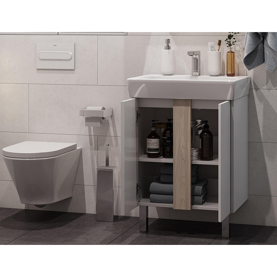 Тумба напольная с раковиной Акватон Кантри 60 см 1A257401AHB20, белый глянцевый/дуб верона - фото 6