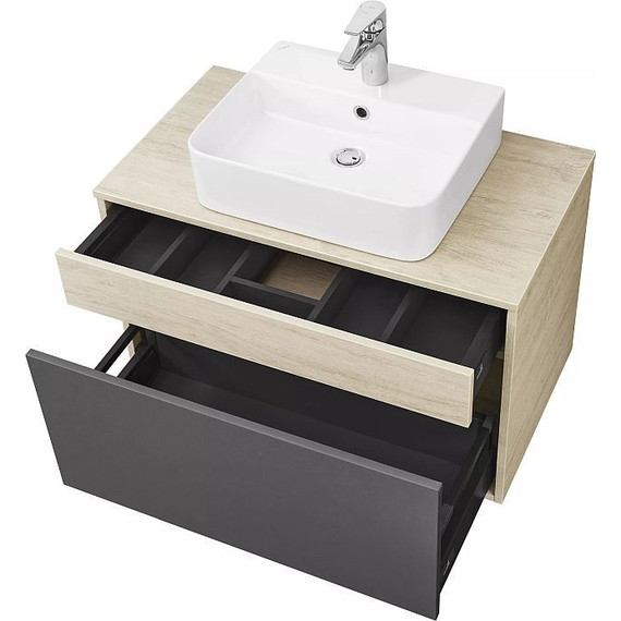 Тумба подвесная со столешницей Акватон Лофт Урбан 80 см 1A247601LQX60, дуб орегон/серый графит - фото 12