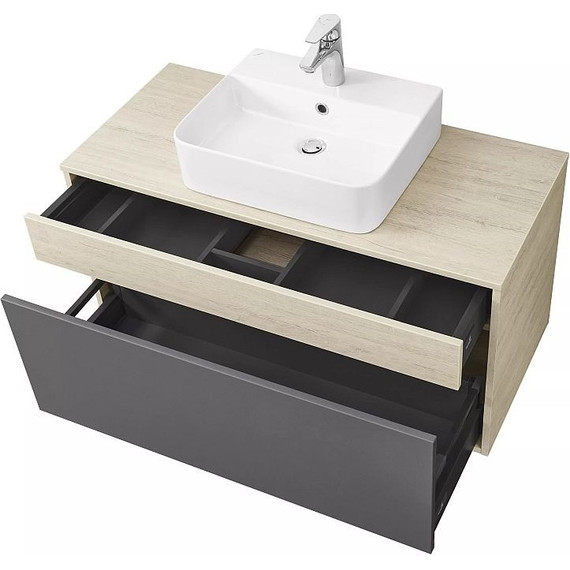 Тумба подвесная со столешницей Акватон Лофт Урбан 100 см 1A247701LQX60, дуб орегон/серый графит - фото 12