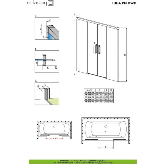 Шторка для ванны Radaway Idea PN DWD 150 см 10004150-01-01, хром/прозрачное - фото 5