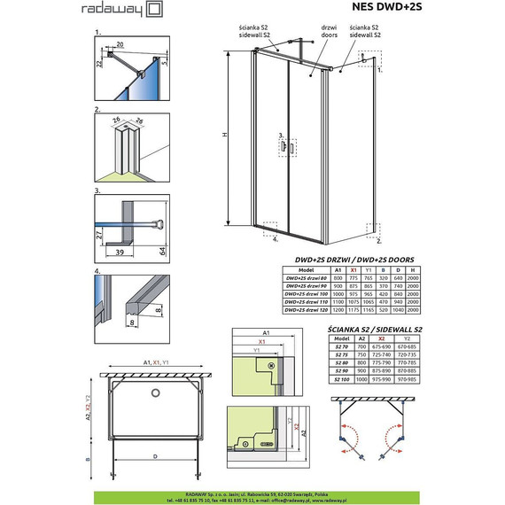 Душевое ограждение Radaway Nes DWD+2S 110x70 см, хром/прозрачное - фото 6