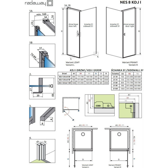 Душевое ограждение Radaway Nes 8 KDJ I 80x75 см L (стекло 8 мм), хром/прозрачное - фото 8