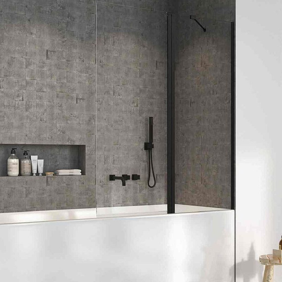 Шторка для ванны Radaway Nes 8 Black PND II 120 см 10088120-54-01R (стекло 8 мм), черный/прозрачное - фото 