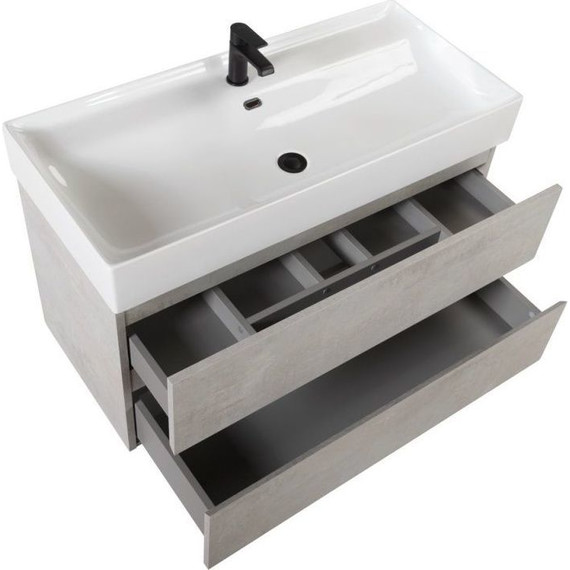 Тумба подвесная с раковиной Cezares Molveno 46-100-2C-SO-BET 100 см, Beton - фото 2