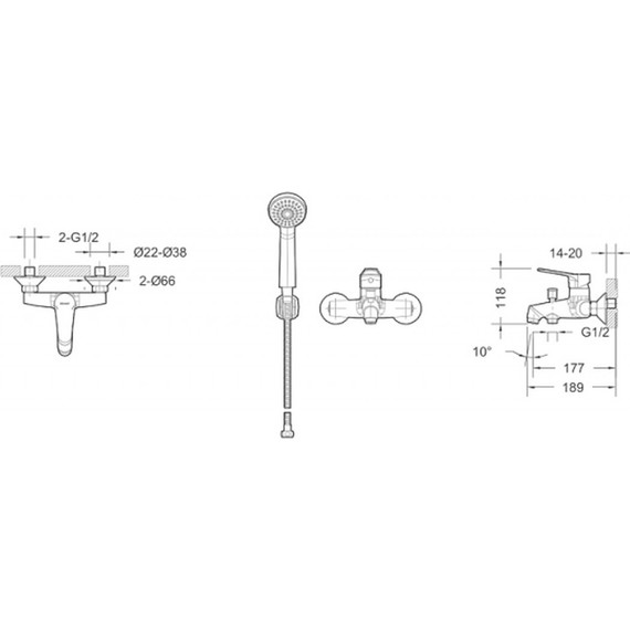 Смеситель для ванны Bravat Emeralda F6135147CP-B-RUS - фото 3