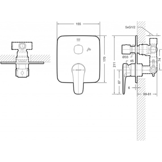Смеситель для ванны Bravat Source PB8173218CP-2-ENG, Цвет производителя: хром - фото 2